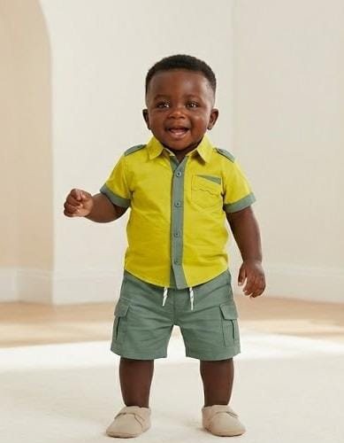 Ensemble Chemise Jaune Anis & Short Cargo Kaki