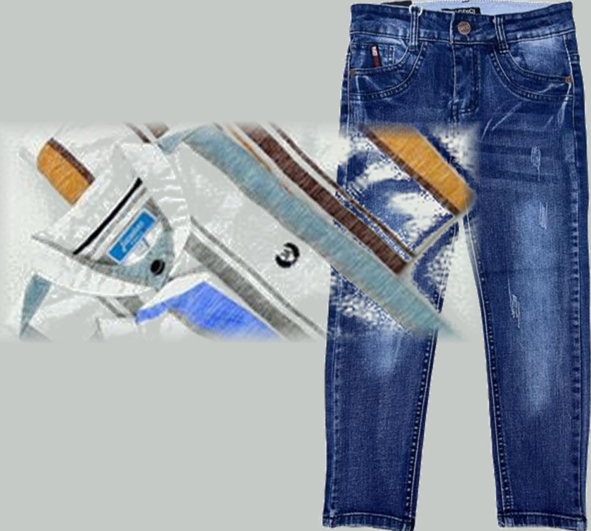 Ensemble Chemise Rayée Gris-Bleu & Jean