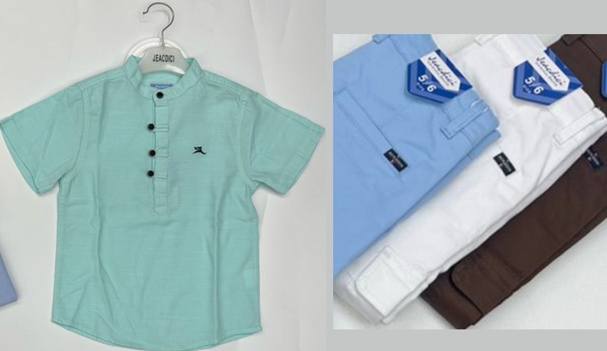 Ensemble Chemise Col Mao Vert d'Eau & Short Cargo