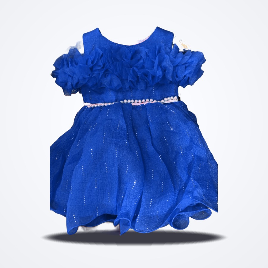 Robe de Cérémonie Volants & Perles Bleu Roi