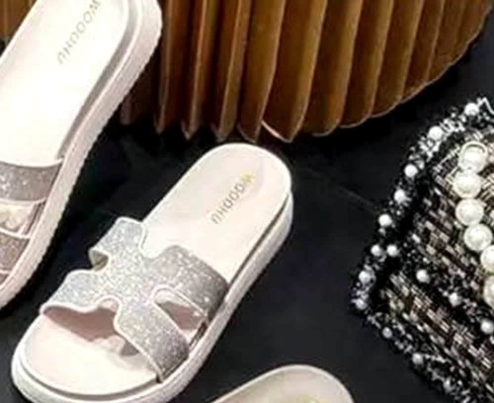 Sandales Plateforme à Strass Abricot