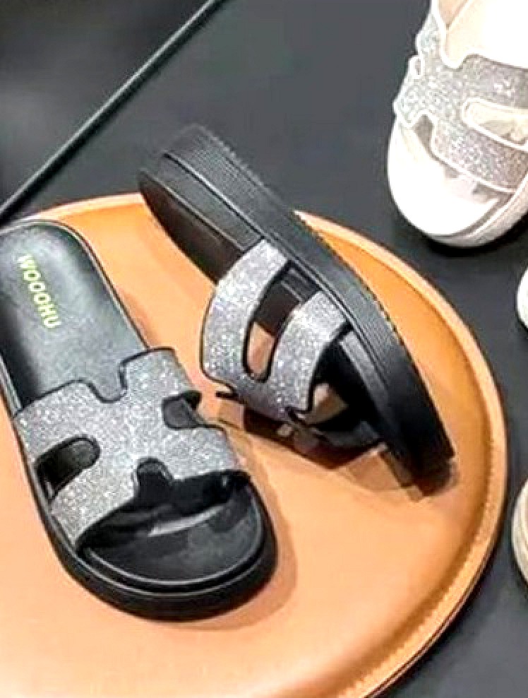 Sandales Plateforme à Strass Noir